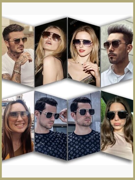 Oversized Square Aviator Sunglasses Vintage Pilot UV400 Protection main image 4